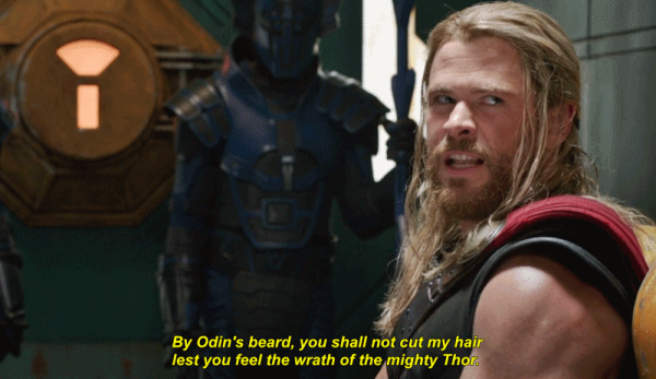 The MCU gives Thor glorious golden locks of hair.