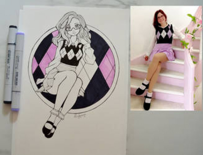 6. Purple and Black Outfit Idea