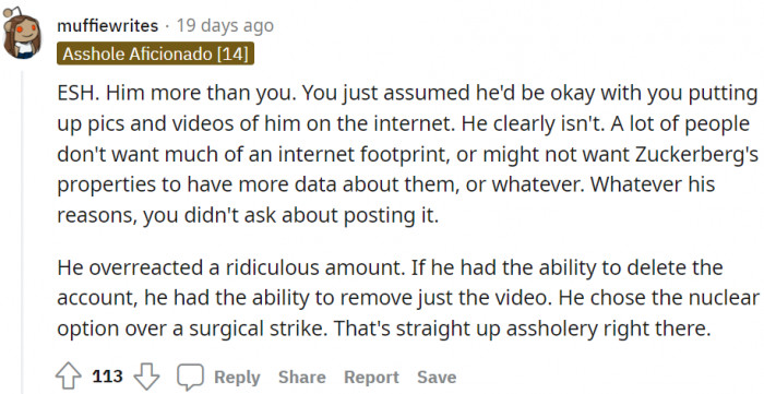 Her boyfriend overreacted and 