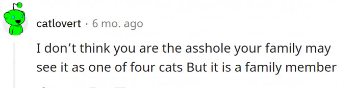 The cat is a family member.