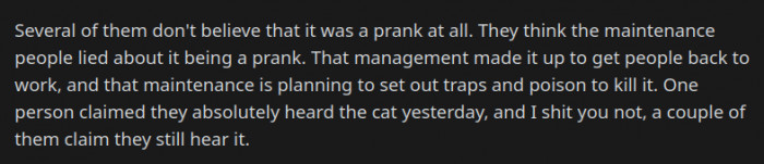 To this day, some people believe there really was a cat.