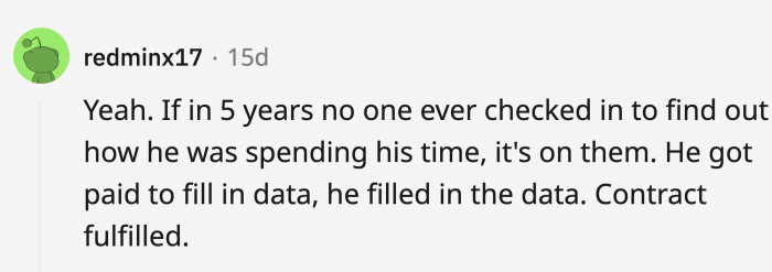 Five years and OP didn't get caught once? Impressive.