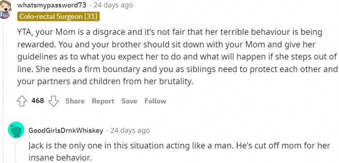 8. Do not reward your mom's terrible behavior