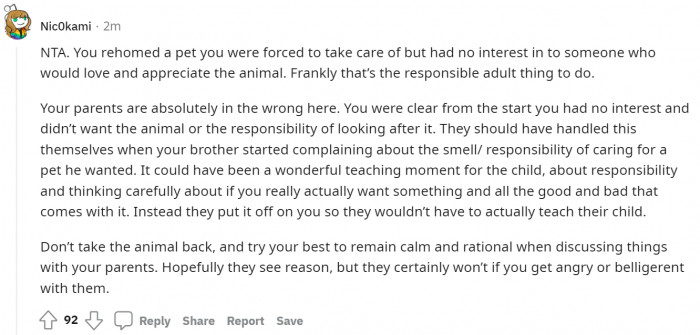 Well, how can someone be wrong for rescuing an animal and giving it a safe and good environment?