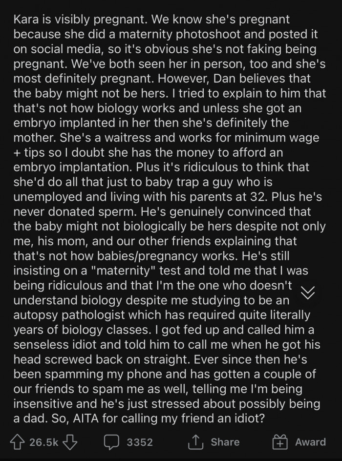 He continues on to explain how his friend wouldn't listen to reason despite clearly explaining to him how what he wants doesn't make any sense.