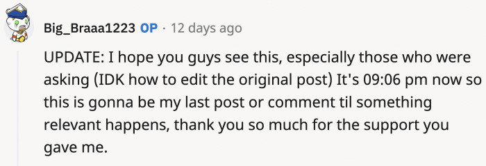 OP provided us an uplifting update about the pending court case against their birth parents: