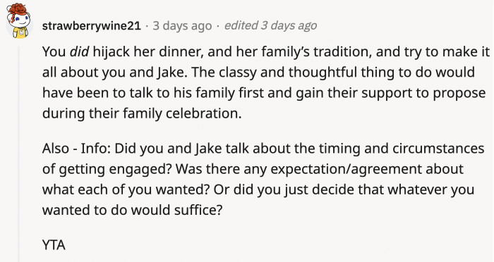 If OP had the discussion about getting engaged, there wasn't any harm in considering what this comment entails