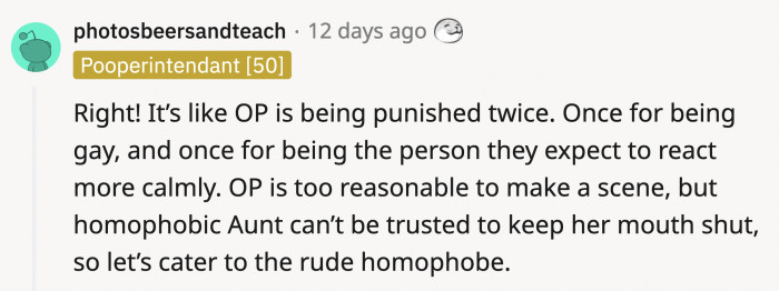 And OP shouldn't feel like she's being punished a third time when she shows up without her plus one