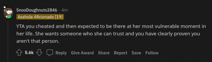 Reddit users were ravenous with responses, dubbing OP THE Asshole.