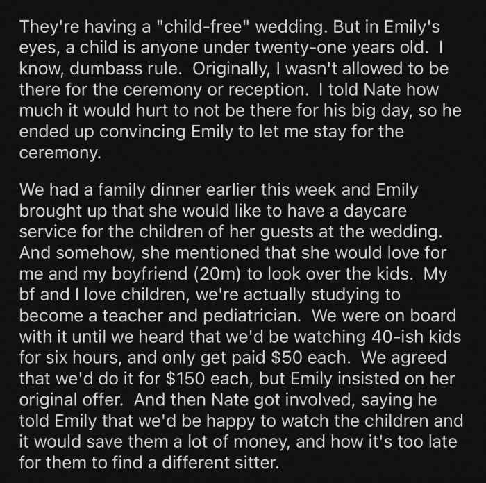 The rule originally excluded even OP from attending the wedding.
