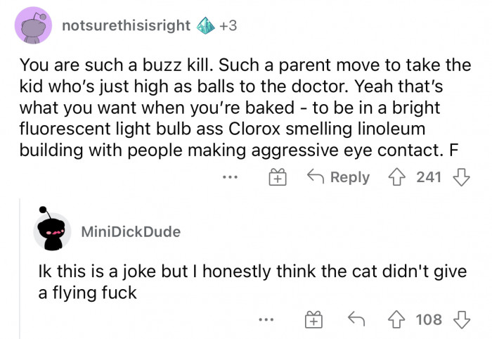 Most cats never give a flying f@#k.