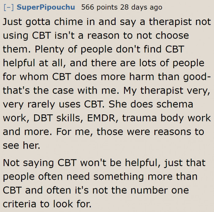Others Suggest Therapy Methods That Have Worked Based on Experience
