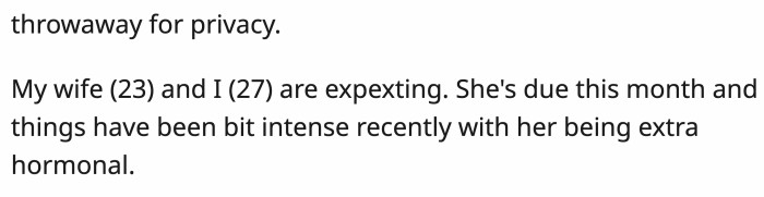 The pregnant lady has since stopped talking to OP, which he doesn't understand because his family are not the intrusive type; they just love spending time around one another.