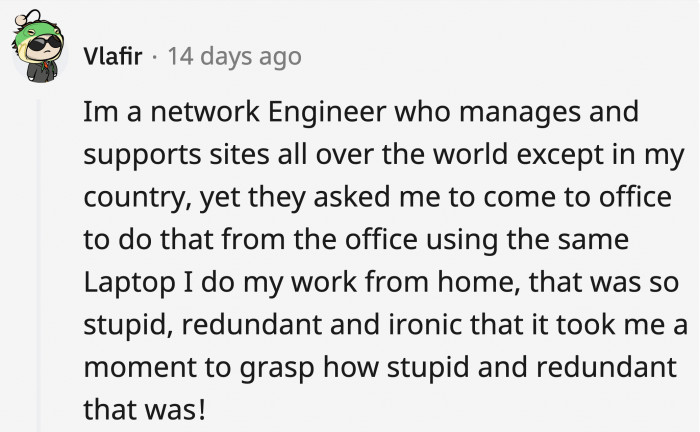 Redditors share ridiculous stories about employers wanting them to be in the office despite having no difference in how they accomplish work from home
