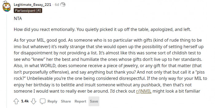 People are on the Redditor's side. It's indeed very childish of the mother-in-law to test people the way she did.