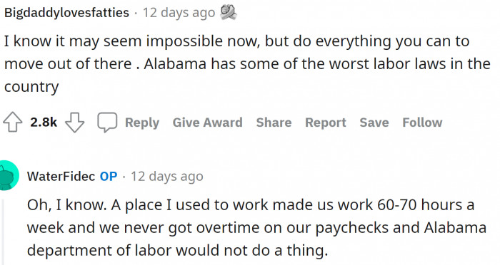 Others suggest he move out of the state because of labor laws.