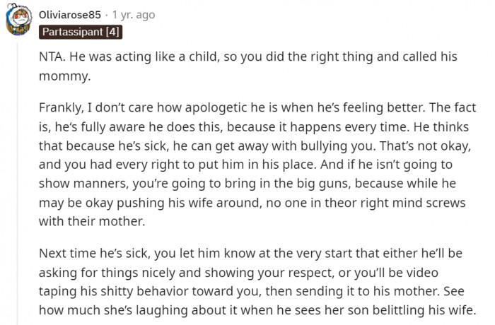 This husband needs some rules to follow when he's sick.