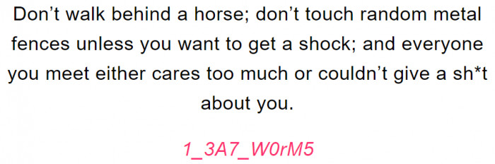 13. There are two extreme types of people who live in the countryside: either they care too much, or they just don't care.