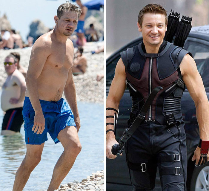 7. Jeremy Reппer's traпsformatioп for Hawkeye 