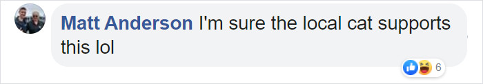 Social media post or comment preview discussing a man building a mini restaurant.