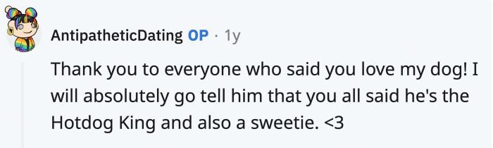 He probably already knows that he's top hot dog, but Redditors still appreciate it