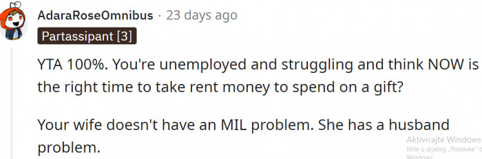 Bad time for spending money on expensive gifts.