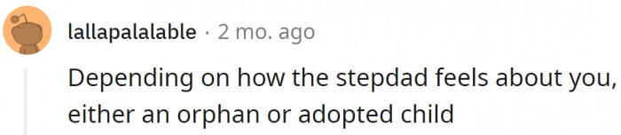 Another User Agrees That He Is Either an Orphan or an Adopted Child.