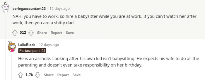 This user may side with the original poster, but still specifies what the father needs to do.