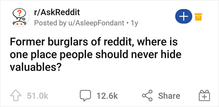 AsleepFondant's Question to Former Burglars