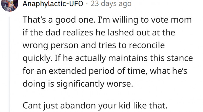 You can't abandon your kid like that.