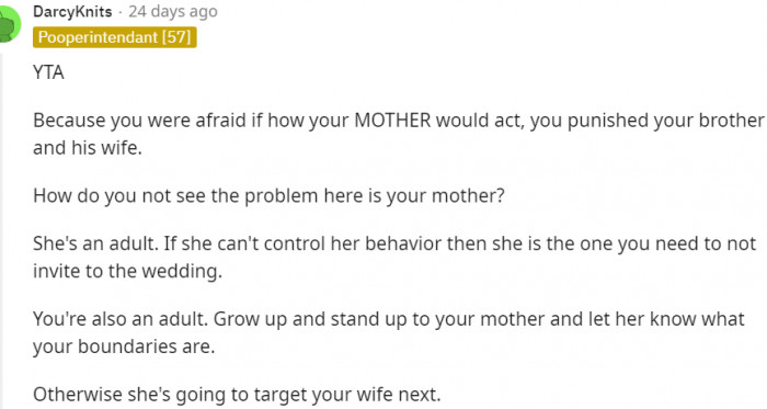 20. She's definitely going to target the OP's wife next