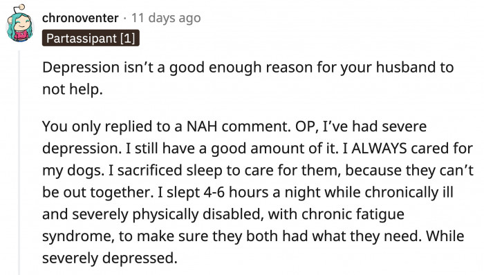 In this day and age, mental health problems aren't "get-out-of-jail-free" cards. As an adult, OP's husband has the responsibility to address his issues in order to be an actual father to his children.