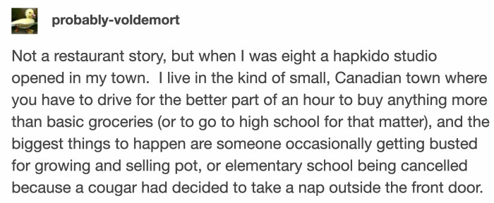 Then this story came along straight out of the most exciting suburb of rural Canada.