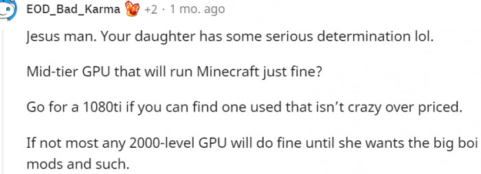 13. Your daughter has serious determination