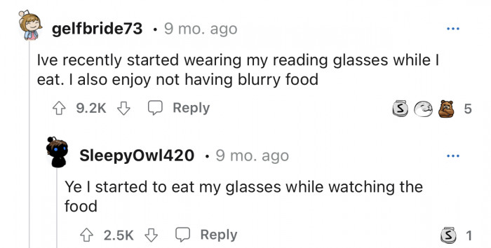 People really do take their glasses off for a lot of activities.