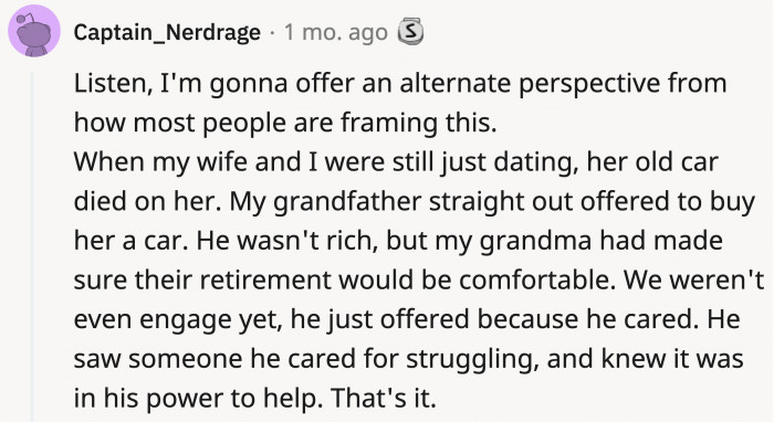 However, a sobering story was shared that shed new light on OP's dilemma.