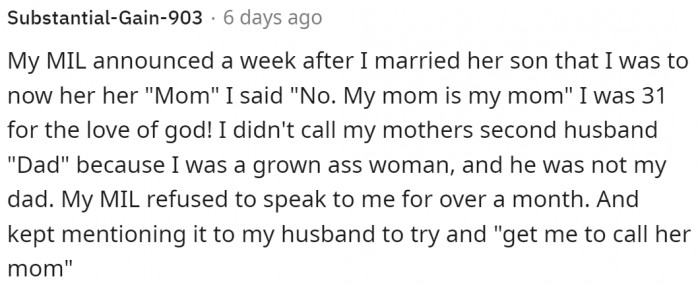 Another controlling mother.