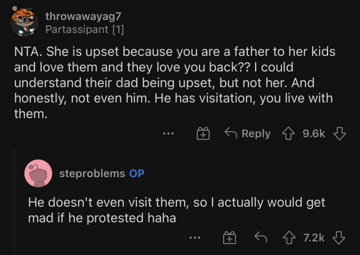 He does much more for the kids than their real dad.