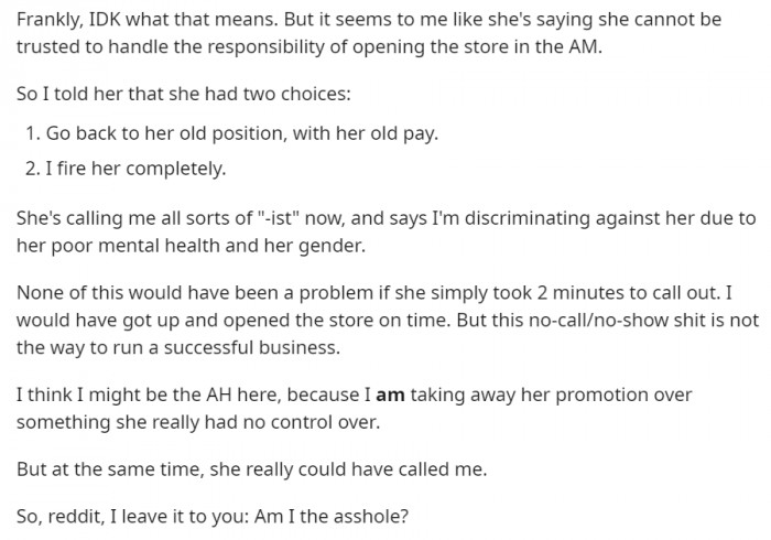 He gave her a choice: