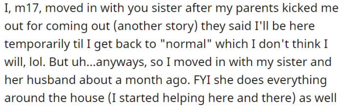 I moved in with my sister