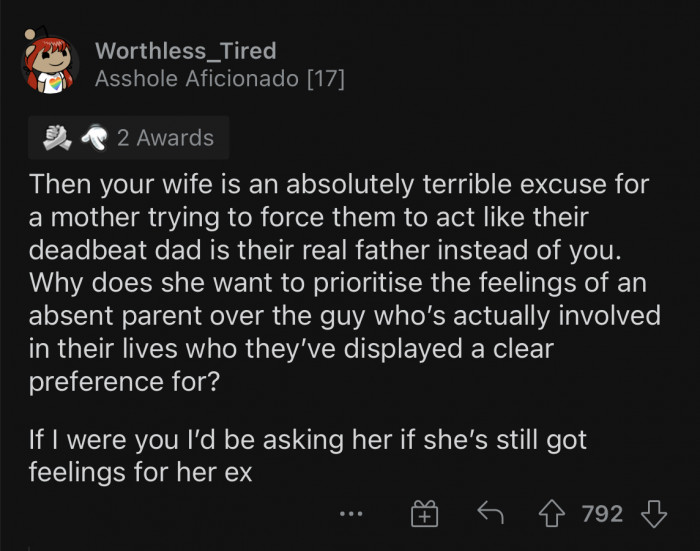 They alone can choose who they want their dad to be.