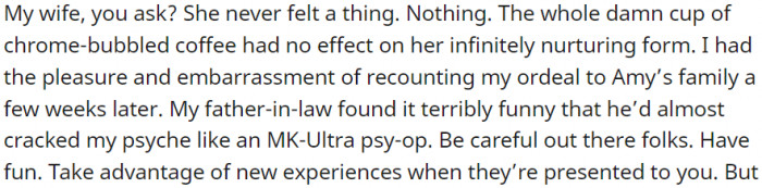 My Wife Never Felt a Thing