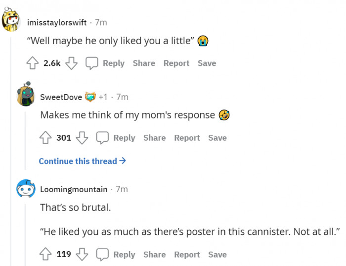 4. “He liked you as much as there's a poster in this canister. Not at all.”