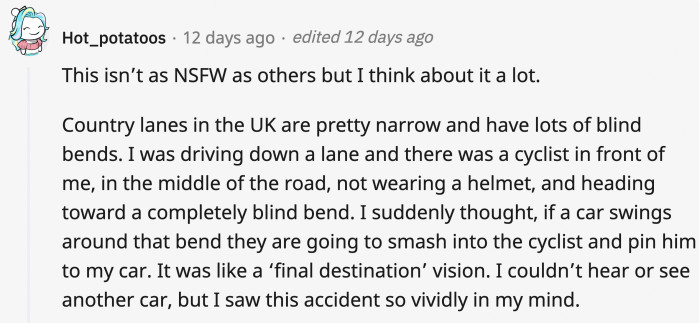 There’s a gut feeling, but this is a full-on movie-like happening where it’s not just your life flashing before your eyes; it’s others’ too
