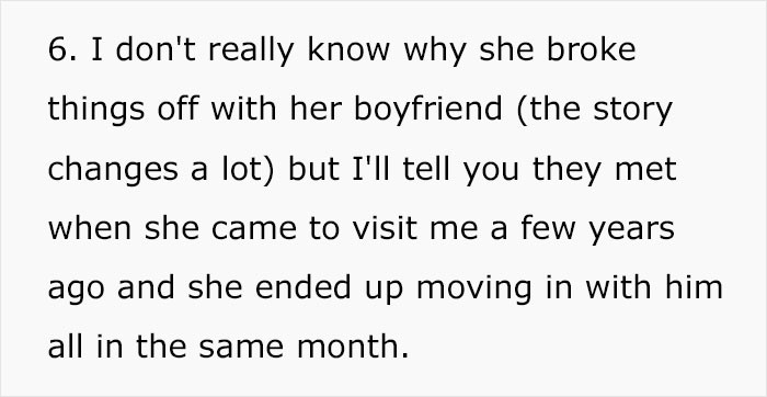 She doesn't know why her sister broke up with her boyfriend.