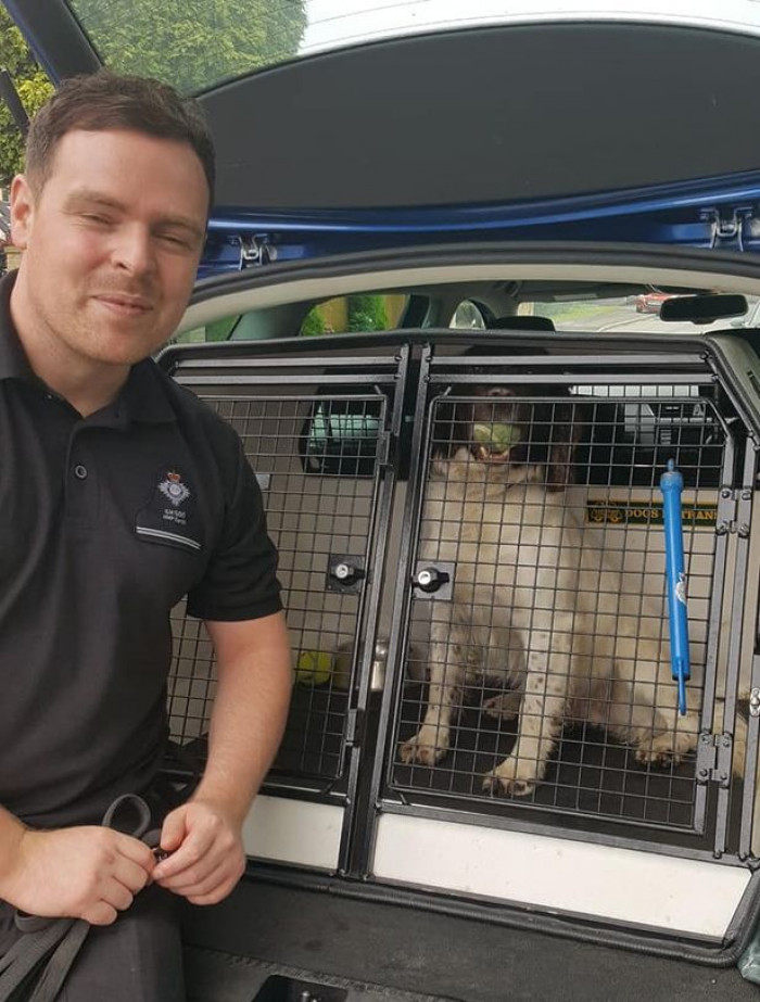 Emma Roberts fostered Duke at her home in Lytham before he was accepted into the sniffer dog program and wrote on Facebook: