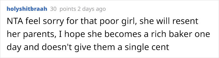 I hope she becomes a rich baker one day