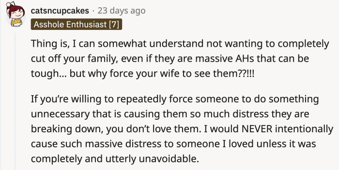 The wife doesn't deserve to be dragged to those awful events