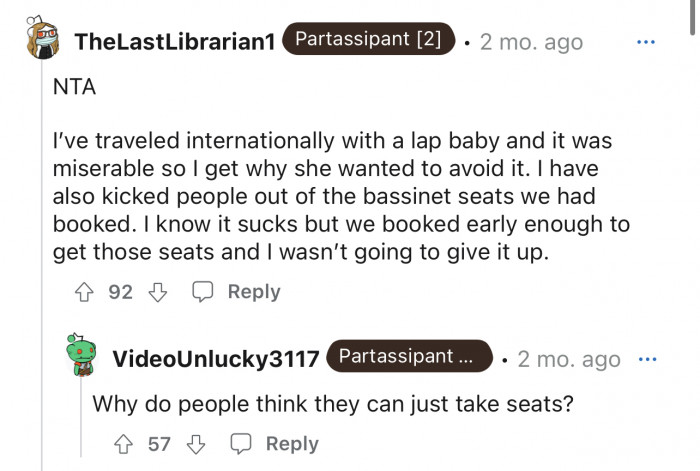 Why do people think thy can just take seats?