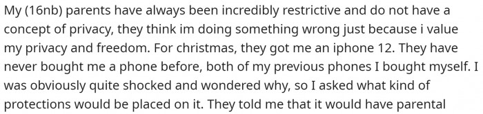This teen got an iPhone for Christmas, and even though many teens would love to get such a gift, OP didn’t.